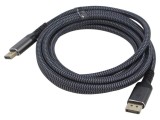 Cablu DisplayPort Goobay 3m textil gri, cod 75681, mufă dublă