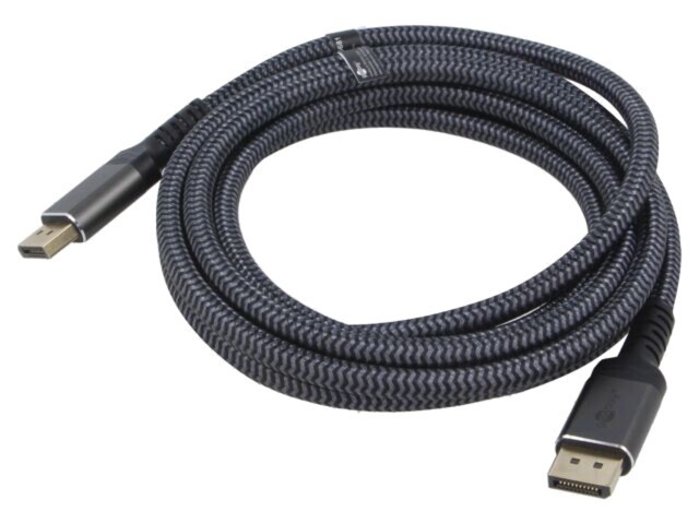 Cablu DisplayPort Goobay 3m textil gri, cod 75681, mufă dublă