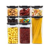 Set 8 Recipiente din Plastic, Cyrax, pentru Alimente/Obiecte, Inchidere Ermetica, 2 x 460 ml, 3 x 700 ml, 2 x 1300 ml, 1 x 1800 ml, Transparent