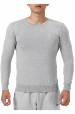 Pulover regular fit cu decolteu la baza gatului, pentru barbati, 100% bumbac, Gri deschis, XL Gri deschis XL-REG INTL