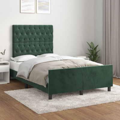 Cadru de pat cu tablie, verde &amp;icirc;nchis, 120x200 cm, catifea GartenMobel Dekor foto