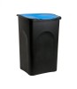 Cos gunoi 50L plastic Negru/Albastru cu capac - Ideal Curatenie, Bucatarie, Menaj