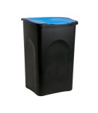 Cos gunoi 50L plastic Negru/Albastru cu capac - Ideal Curatenie, Bucatarie, Menaj