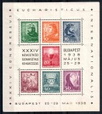Ungaria 1938, Mi #569-575 = Bl 3*, Congresul Euharistic, MH (sarniera), timbrele MNH. Cota 60 &euro;!