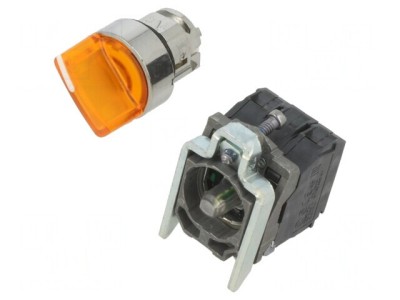 Comutator Rotativ 22mm cu LED Portocaliu 2NC/NO foto