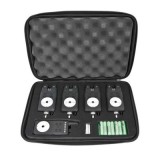 Set 4 Avertizoare Pescuit Wireless Baracuda RF698 + Receptor, Cutie Transport, Alarma, Negru