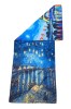 Esarfa tip sal doua fete pictata B, Dacali, matase, albastru inchis, 180x70cm, Multicolor, Marime universala