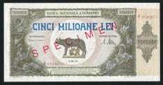 cg06 BANCNOTA DE 5000000 LEI 1947 SPECIMEN CU SERIE APROAPE NECIRCULATA aUNC foto