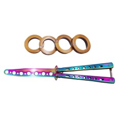 Set Briceag de antrenament si Rozeta extensibila, IdeallStore&reg; otel, 22.5 cm, multicolor