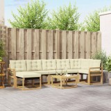 vidaXL Set Canapele Exterior Gradina 8 Piese Lemn Acacia Textilena Alb Crem Confortabil