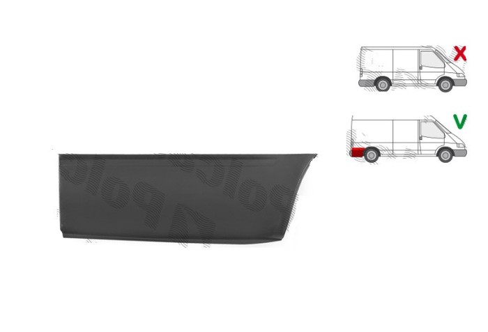 Segment reparatie colt aripa spate Ford Transit (Ve64), 1992-2000; Transit (Ve83), 06.1994-07.2000; model: lungime, montare spate, dreapta, inferior;