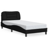 Cadru de pat cu LED fara saltea Hvar tesatura neagra 90x200 cm
