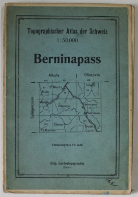 TOPOGRAPHISCHER ATLAS DER SCHWEIZ , BERNINAPASS , HARTA , SC. 1 : 50.000, APARUTA 1927 foto