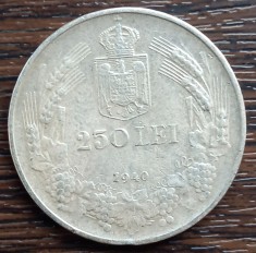 (A200) MONEDA DIN ARGINT ROMANIA - 250 LEI 1940, REGELE CAROL II, MAI RARA foto
