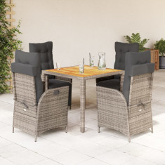 Set mobilier de gradina cu perne, 5 piese, gri, poliratan GartenMobel Dekor