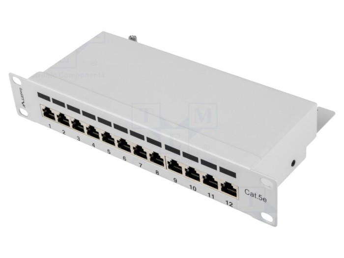Patch Panel LANBERG 12 Porturi Cat 5e 10" RACK Alb