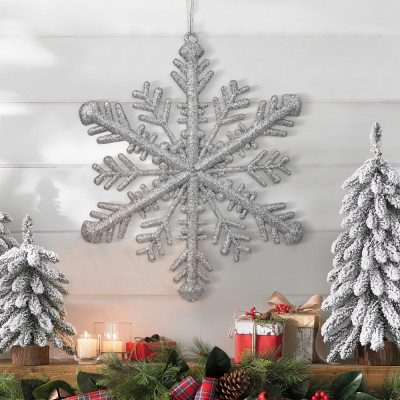 Ornament de Crăciun - cristal de gheață argintiu - 29 x 29 x 1 cm 58519A foto