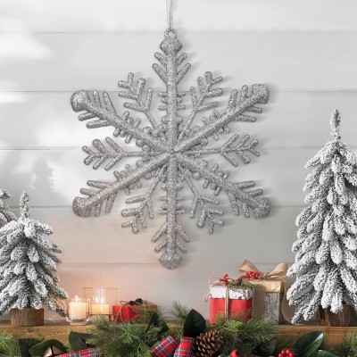 Ornament de Craciun - cristal de gheata argintiu - 29 x 29 x 1 cm Best CarHome foto