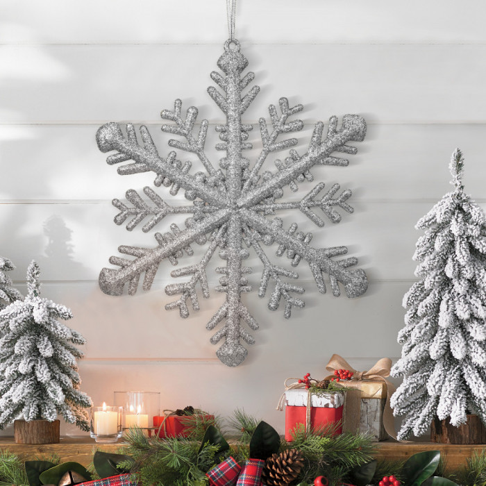 Ornament de Crăciun - cristal de gheață argintiu - 29 x 29 x 1 cm 58519A