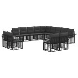 vidaXL Set de canapele de exterior cu pernă 13 pcs Negru și Gri &icirc;nchis 3437809
