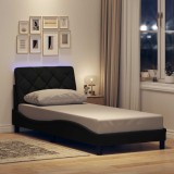 VidaXL Cadru de pat cu LED fără saltea țesătură neagră 90x200 cm 3310645