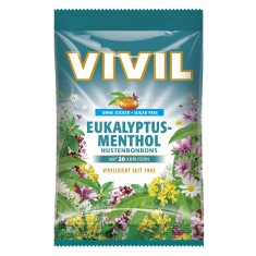 Bomboane Vivil Eucalipt si Mentol fara zahar 60g