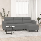 VidaXL Canapea cu 3 locuri și taburet, gri &icirc;nchis, 180 cm, microfibră