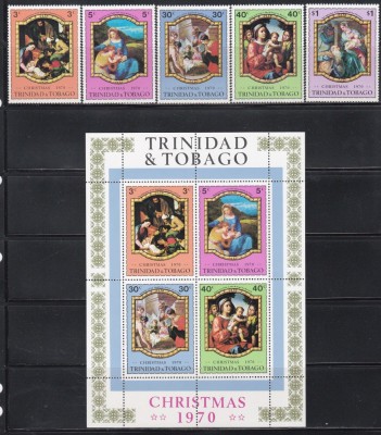 Trinidad Tobago 1970 - Crăciun - Picturi ale unor maeștri vechi - Titian, Morando, s.a., Colita, MNH foto