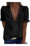Bluză de damă Boho cu dantelă, tricou elegant, bluze de primăvară-vară cu decolteu &icirc;n V, tunici, mărime S-XXL