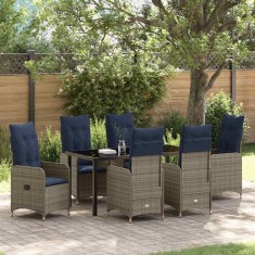 vidaXL Set de masă pentru grădină cu pernă 7 pcs Negru Rattan poli 3379664