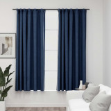 VidaXL Draperii opace aspect in, cu c&acirc;rlige 2 buc. albastru 140x175 cm