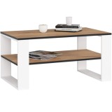 Masuta cafea ALEX cu raft inferior, PAL laminat, 92x53x45 cm, stejar craft si alb Household NewTrend