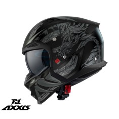 Casca pentru scuter - motocicleta Axxis model Hunter SV ONI B2 gri mat mat (ochelari soare integrati) &ndash; masca (protectie) barbie si cozoroc detasabile