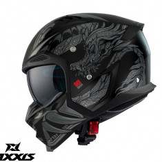 Casca pentru scuter - motocicleta Axxis model Hunter SV ONI B2 gri mat mat (ochelari soare integrati) – masca (protectie) barbie si cozoroc detasabile