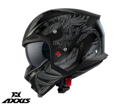 Casca pentru scuter - motocicleta Axxis model Hunter SV ONI B2 gri mat mat (ochelari soare integrati) &amp;ndash; masca (protectie) barbie si cozoroc detasabile foto