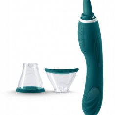 Stimulator Triple Delight Tongue-Suction-Vibration Silicon USB Verde 26.2 cm