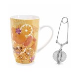 Cumpara ieftin Cana ceai cu infuzor, portelan in cutie cadou &Oslash; 8,5 cm x 13,5 H, 450 ml
