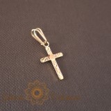 Cumpara ieftin Cruce fina 2 cm cu gravuri de soare si raze , Simbol al Luminii divine