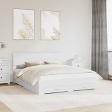 vidaXL Cadru de pat cu headboard Alb 160 x 200 cm Lemn compozit 3410870