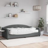 vidaXL Pat de zi cu saltea, gri &icirc;nchis, 100x200 cm, textil