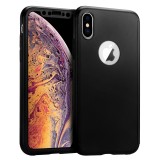 Husa 360&deg; Full Protection - pentru iPhone XS MAX - Negru - (fata + spate + folie de protectie din sticla)
