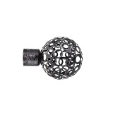 Set Capăt Decorativ Galerie Boule Fi20 &ndash; Negru/Argintiu Compoziție Fier Forjat