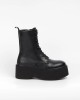 Botine Dama Platforma Piele Eco Negre, Talpa Groasa, Siret si Fermoar, Toamna-Iarna, Stil Casual, Marimea 36