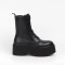 Botine cu platforma din piele eco, Negru - 36