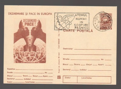 CPIB 24081 CARTE POSTALA - DEZARMARE SI PACE. ATOMUL NUMAI IN SCOPURI PASNICE, NECIRCULATA foto