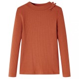 Tricou pentru copii cu m&acirc;neci lungi, coniac, 116, vidaXL