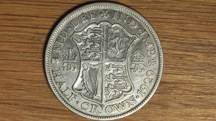 Anglia / Marea Britanie - moneda de colectie argint - 1/2 half crown 1929 - Impecabila !