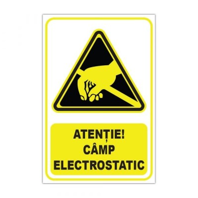 Indicator de avertizare &amp;bdquo;Atenție! C&amp;acirc;mp electrostatic&amp;rdquo; foto