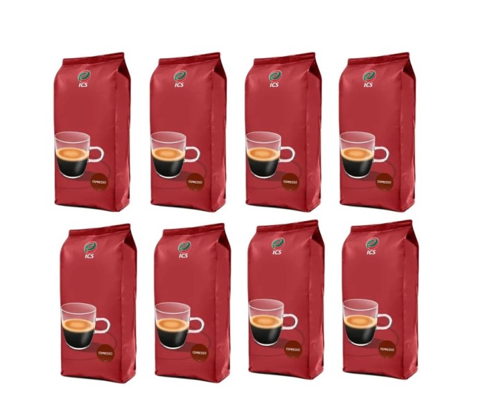 Pachet 8 x ICS Espresso Cafea Boabe 1kg , Espresso intens si cremos