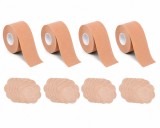 Set 4 Benzi pentru Ridicare si Sustinere Bust, 4 x 5 m x 5 cm, Elasticitate 180%, Impermeabile, cu 40 Protectii pentru Mameloane Incluse